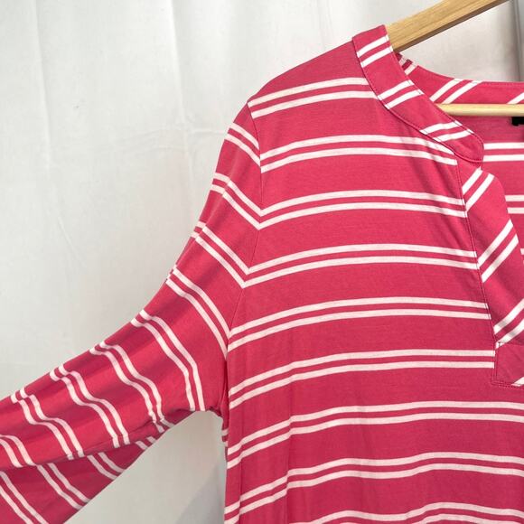 TALBOTS Striped 3/4 Sleeve Tunic Top Pullover Rayon Tencel Pink White 1X Plus - Picture 5 of 10